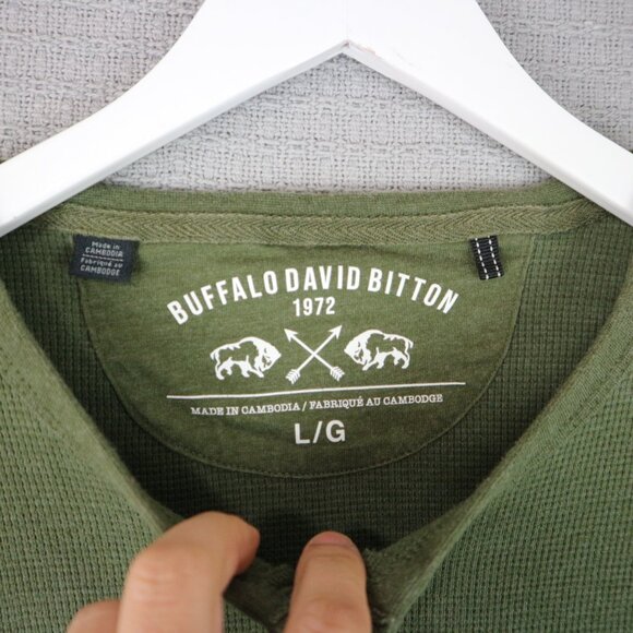 Buffalo David Bitton Thermal Waffle Knit Henley Longsleeve Mens Large - Picture 3 of 5